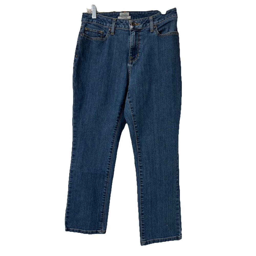 L.L. Bean Classic Fit Relaxed Straight Women's size 10P Dark Blue Denim jeans